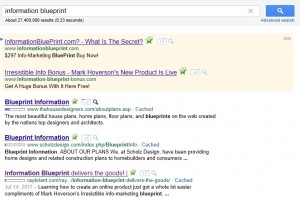 ranked third organically for information blueprint on Google