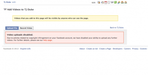 Facebook disabled my ability to upload a video